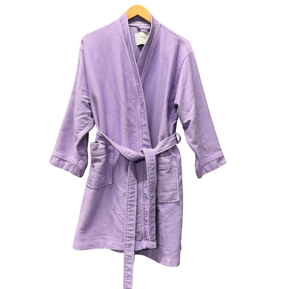 Fishers Finery Robe Womens Large Waffle Knit Purple Belted Pockets Loungewear